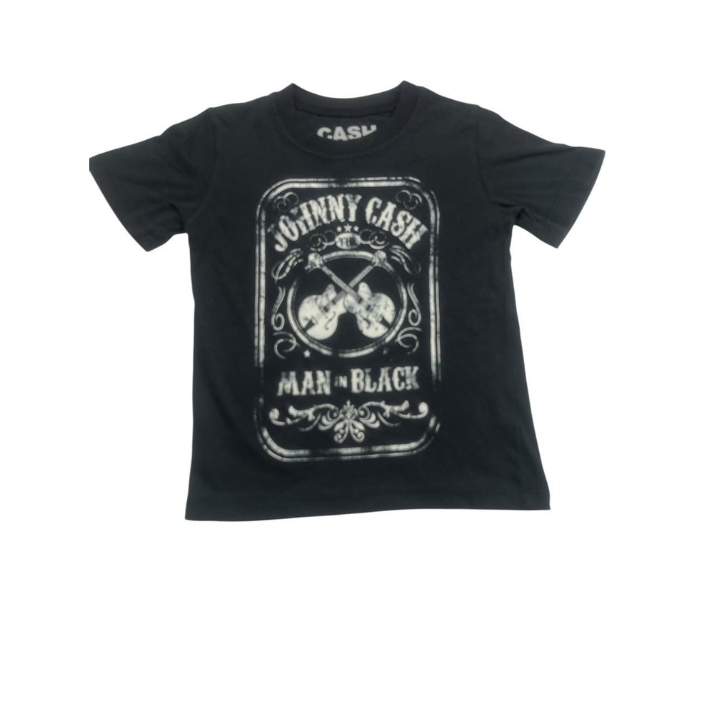 JOHNNY CASH T-Shirt Kid's 4T Black Graphic Printed Design Band Tee Rockabilly